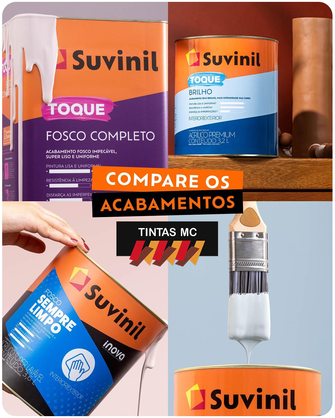 Tintas da Linha de Acabamento da Suvinil - Conheça e compare as melhores opções de Acabamento