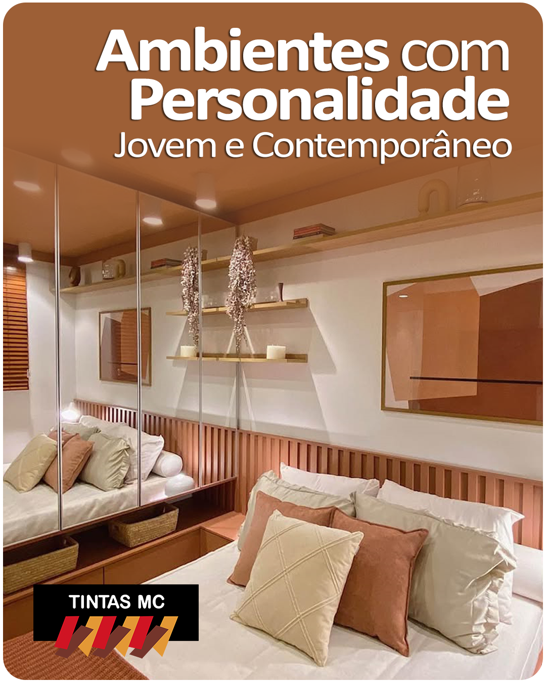Ambientes com Personalidade - Jovem e Contemporâneo - A Magia das Cores Suvinil: Nuvem de Papel, Palha Suave, Pimenta Síria, Argila Vermelha e Gruta